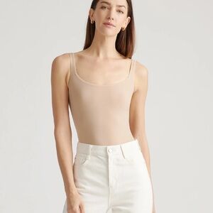 Quince Second Skin Square Neck Tank Bodysuit